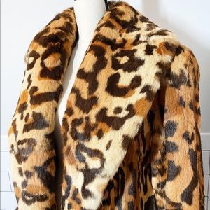 Vintage Dyed Leopard Print Genuine Rabbit Fur Coat